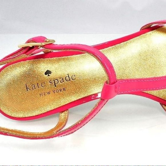 NIB$248 KATE SPADE NY CORK LOW WEDGE T-STRAP LEATHER Strappy Comfy SANDALS 7.5 - Picture 5 of 8